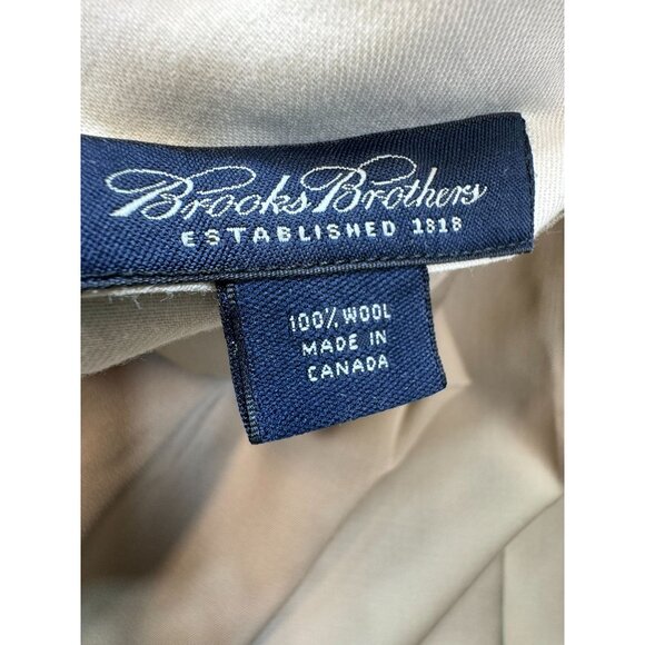 Brooks Brothers Mens Pleated Wool Dress Pants Size 36x26 Beige Tan - Picture 2 of 12